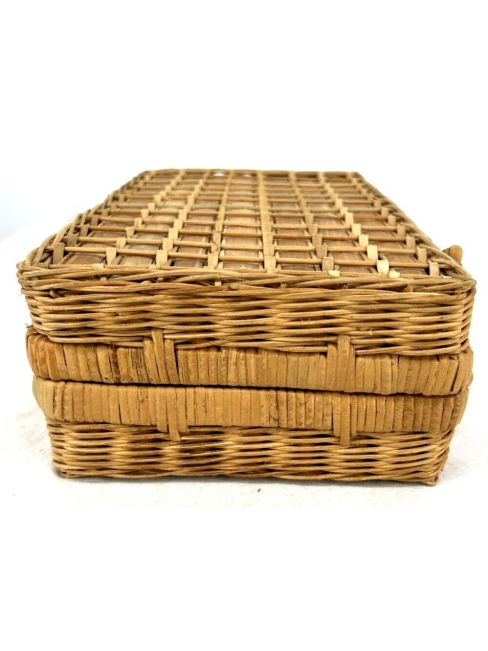 Wicker Picnic Basket Boho Storage 11.5 x 6.75 x 3.75" Vintage China - Picture 5 of 8
